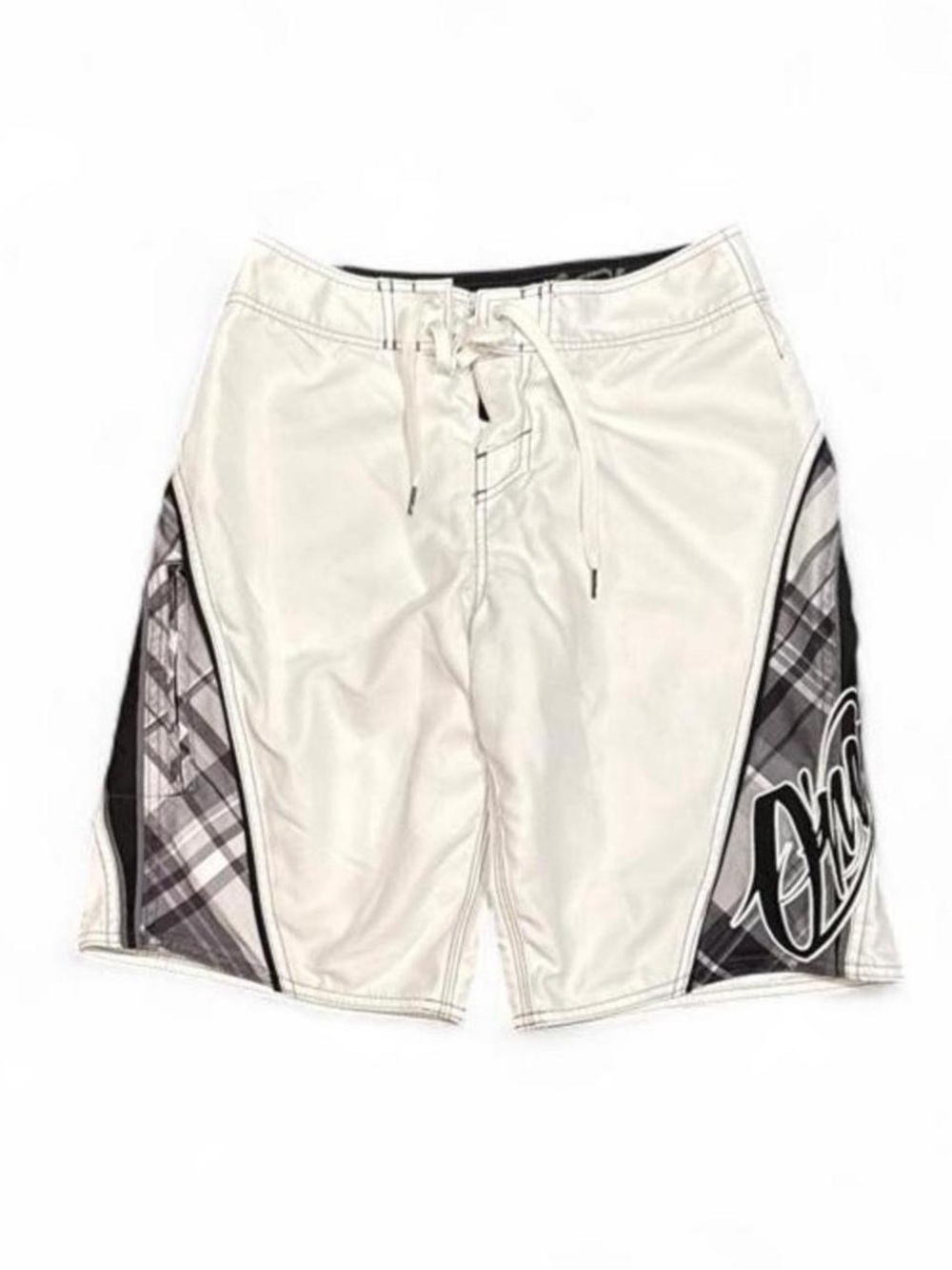 Y2K O'Neill Surfwear Embroidered Plaid Striped Baggy Board Shorts